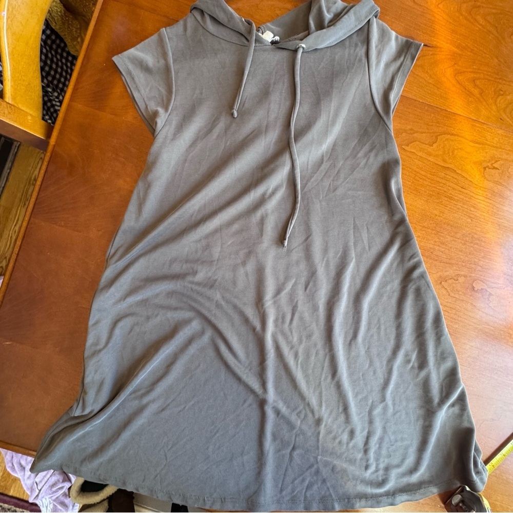 Elan Soft Black Dress Hooded Cap Sleeve Pull Over Pockets USA Made - Picture 10 of 12